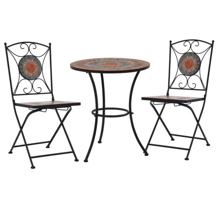 Set mesa y sillas bistró 3 piezas mosaico cerámica naranja/gris de , Conjuntos de jardín - Ref: Foro24-279691, Precio: 233,68...