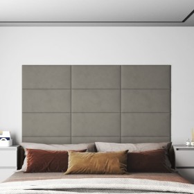 Paneles de pared 12 uds terciopelo gris claro 60x30 cm 2,16 m² de , Recubrimiento de paredes - Ref: Foro24-343863, Precio: 70...