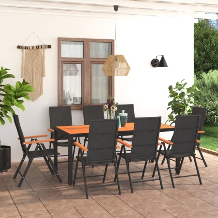 Juego de comedor para jardín 9 piezas negro y marrón de , Conjuntos de jardín - Ref: Foro24-3060081, Precio: 793,47 €, Descue...