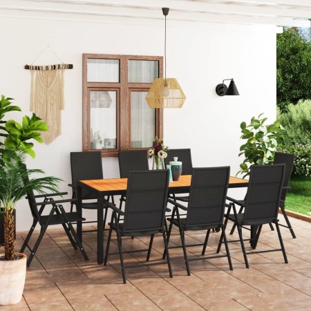 Juego de comedor de jardín 9 piezas negro y marrón de , Conjuntos de jardín - Ref: Foro24-3060057, Precio: 763,99 €, Descuent...