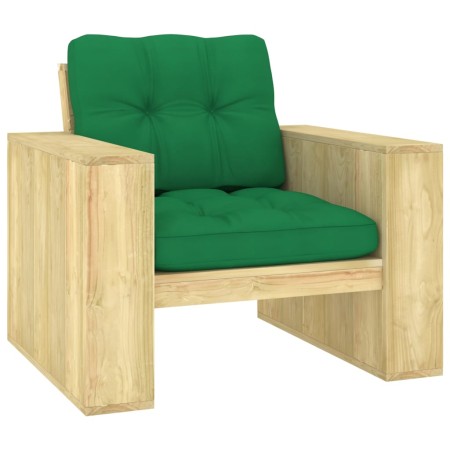 Silla de jardín y cojines verde madera pino impregnada de , Sillas de jardín - Ref: Foro24-3065746, Precio: 174,16 €, Descuen...