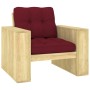 Silla de jardín y cojines vino tinto madera pino impregnada de , Sillas de jardín - Ref: Foro24-3065750, Precio: 171,89 €, De...