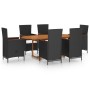 Juego de comedor de jardín 7 piezas ratán sintético negro de , Conjuntos de jardín - Ref: Foro24-3070766, Precio: 1,00 €, Des...