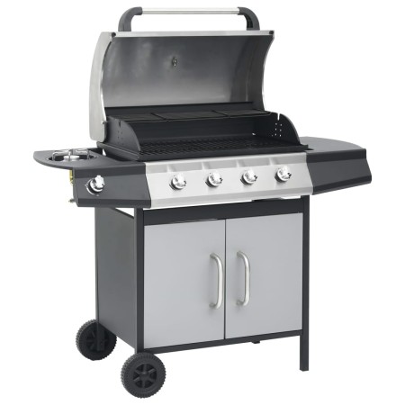 Barbacoa grill de gas 4+1 quemadores negra y plateada de , Barbacoas - Ref: Foro24-3072536, Precio: 451,41 €, Descuento: -5%%