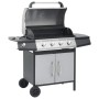 Barbacoa grill de gas 4+1 quemadores negra y plateada de , Barbacoas - Ref: Foro24-3072536, Precio: 451,41 €, Descuento: -5%%