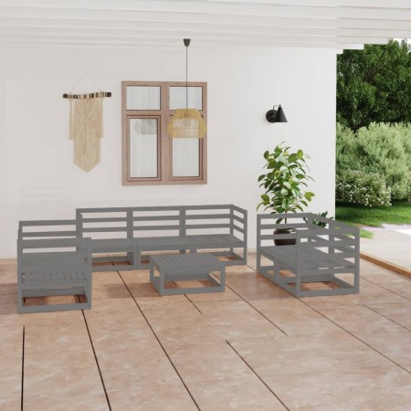 Juego de muebles de jardín 8 piezas gris madera maciza de pino de , Conjuntos de jardín - Ref: Foro24-3075456, Precio: 375,52...