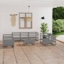 Juego de muebles de jardín 8 piezas gris madera maciza de pino de , Conjuntos de jardín - Ref: Foro24-3075456, Precio: 375,52...