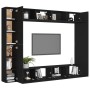 Set de muebles de salón TV 8 piezas madera ingeniería negro de , Muebles TV - Ref: Foro24-3078775, Precio: 467,91 €, Descuent...