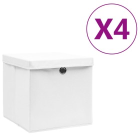 Cajas de almacenaje con tapas 4 uds blanco 28x28x28 cm de , Cestas para almacenaje - Ref: Foro24-325208, Precio: 28,94 €, Des...