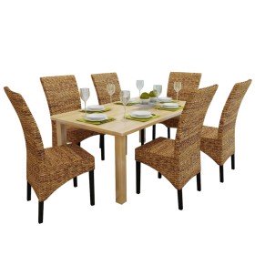 Sillas de comedor 6 unidades madera maciza de mango y abacá en Sillas de comedor | Comprar online en Foru.es