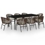 Juego de comedor de jardín 9 piezas marrón de , Conjuntos de jardín - Ref: Foro24-3099232, Precio: 1,00 €, Descuento: %