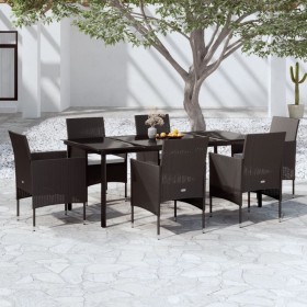 Juego de comedor de jardín 7 piezas con cojines negro de , Conjuntos de jardín - Ref: Foro24-3099285, Precio: 534,72 €, Descu...