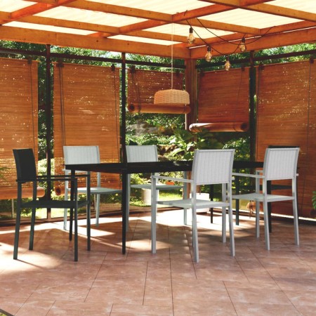 Juego de comedor para jardín 7 piezas blanco y negro de , Conjuntos de jardín - Ref: Foro24-3099279, Precio: 515,34 €, Descue...