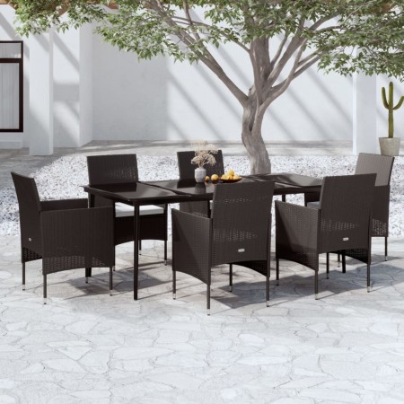 Juego de comedor de jardín 7 piezas con cojines negro de , Conjuntos de jardín - Ref: Foro24-3099309, Precio: 548,01 €, Descu...