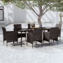 Juego de comedor de jardín 7 piezas con cojines negro de , Conjuntos de jardín - Ref: Foro24-3099309, Precio: 548,01 €, Descu...