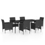 Juego de comedor de jardín 7 piezas con cojines negro de , Conjuntos de jardín - Ref: Foro24-3099309, Precio: 548,01 €, Descu...