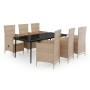Juego de comedor de jardín 7 piezas con cojines beige de , Conjuntos de jardín - Ref: Foro24-3099459, Precio: 917,05 €, Descu...