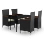 Juego de comedor de jardín 5 piezas con cojines negro de , Conjuntos de jardín - Ref: Foro24-3099427, Precio: 661,00 €, Descu...
