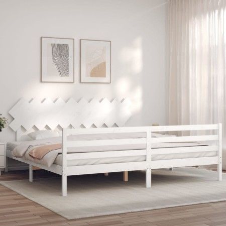 Estructura de cama con cabecero madera maciza blanco 200x200cm de vidaXL, Camas y somieres - Ref: Foro24-3195307, Precio: 159...