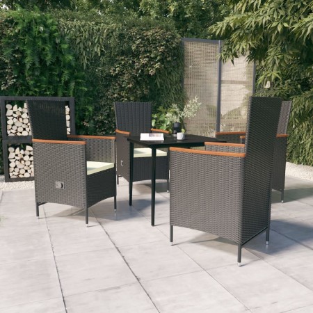Juego de comedor de jardín 5 piezas con cojines negro de , Conjuntos de jardín - Ref: Foro24-3099444, Precio: 633,62 €, Descu...