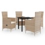 Juego de comedor de jardín 5 piezas con cojines beige de , Conjuntos de jardín - Ref: Foro24-3099438, Precio: 534,78 €, Descu...