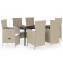 Juego de comedor de jardín 7 piezas con cojines beige de , Conjuntos de jardín - Ref: Foro24-3099471, Precio: 806,17 €, Descu...