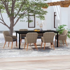 Juego de comedor para jardín 7 piezas con cojines marrón de , Conjuntos de jardín - Ref: Foro24-3099515, Precio: 937,34 €, De...