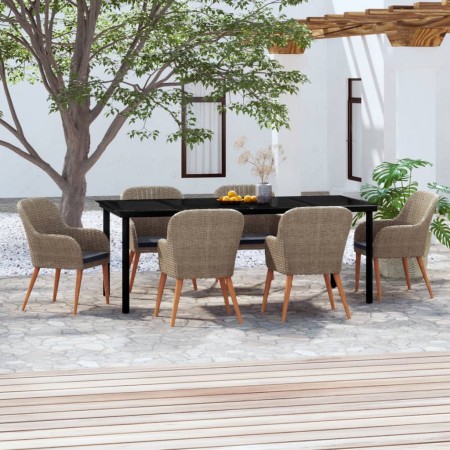 Juego de comedor para jardín 7 piezas con cojines marrón de , Conjuntos de jardín - Ref: Foro24-3099515, Precio: 937,34 €, De...