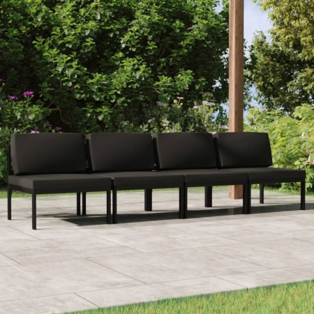 Sofá de jardín de 4 plazas con cojines aluminio gris antracita de , Conjuntos de jardín - Ref: Foro24-3107785, Precio: 765,37...