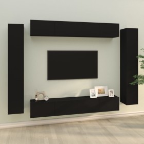 Set de muebles para TV 8 piezas madera contrachapada negro de , Muebles TV - Ref: Foro24-3114295, Precio: 394,70 €, Descuento...
