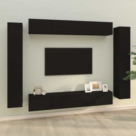 Set de muebles para TV 8 piezas madera contrachapada negro de , Muebles TV - Ref: Foro24-3114295, Precio: 394,70 €, Descuento...