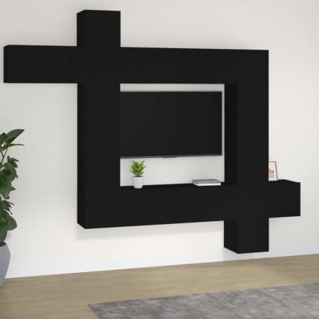 Set de muebles de TV 9 piezas madera contrachapada negro de , Muebles TV - Ref: Foro24-3114655, Precio: 383,12 €, Descuento: ...