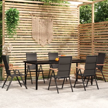 Juego de comedor para jardín 7 piezas negro de , Conjuntos de jardín - Ref: Foro24-3099117, Precio: 594,67 €, Descuento: %