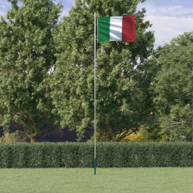 Mástil y bandera de Italia aluminio 6,23 m de , Banderas y mangas de viento - Ref: Foro24-3147097, Precio: 73,59 €, Descuento: %