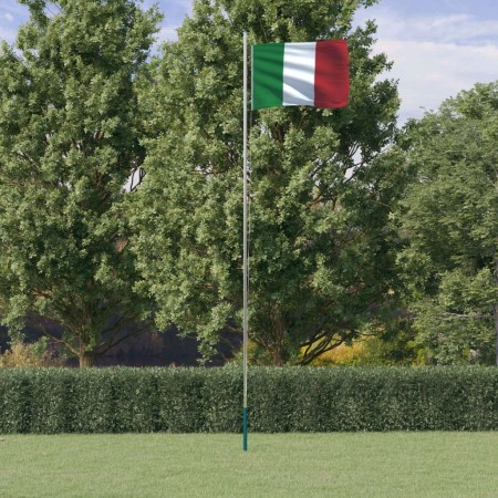 Mástil y bandera de Italia aluminio 6,23 m de , Banderas y mangas de viento - Ref: Foro24-3147097, Precio: 73,59 €, Descuento: %
