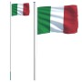 Mástil y bandera de Italia aluminio 6,23 m de , Banderas y mangas de viento - Ref: Foro24-3147097, Precio: 73,59 €, Descuento: %