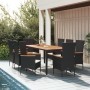 Set de comedor de jardín 9 pzas y cojines ratán sintético negro de , Conjuntos de jardín - Ref: Foro24-3157533, Precio: 785,4...