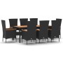 Set de comedor de jardín 9 pzas y cojines ratán sintético negro de , Conjuntos de jardín - Ref: Foro24-3157533, Precio: 785,4...