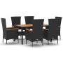 Set de comedor de jardín 7 pzas y cojines ratán sintético negro de , Conjuntos de jardín - Ref: Foro24-3157531, Precio: 599,5...