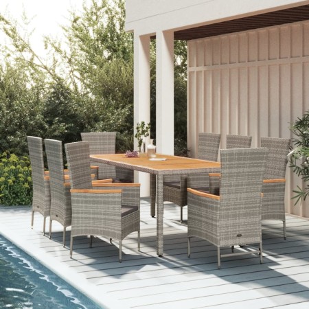 Set comedor jardín 9 pzas y cojines ratán sintético gris de , Conjuntos de jardín - Ref: Foro24-3157544, Precio: 901,75 €, De...
