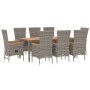 Set comedor jardín 9 pzas y cojines ratán sintético gris de , Conjuntos de jardín - Ref: Foro24-3157544, Precio: 901,75 €, De...