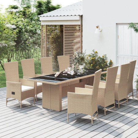 Set comedor de jardín 9 pzas con cojines ratán sintético beige de , Conjuntos de jardín - Ref: Foro24-3157573, Precio: 1,00 €...