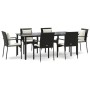Set de comedor de jardín 7 pzas y cojines ratán sintético negro de , Conjuntos de jardín - Ref: Foro24-3185111, Precio: 560,9...