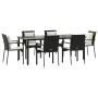 Set de comedor de jardín 7 pzas y cojines ratán sintético negro de , Conjuntos de jardín - Ref: Foro24-3185111, Precio: 560,9...