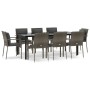 Set comedor jardín 9 pzas y cojines ratán sintético negro gris de , Conjuntos de jardín - Ref: Foro24-3185118, Precio: 738,51...