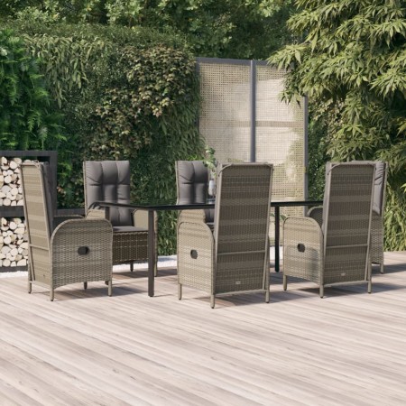 Set comedor jardín 7 pzas y cojines ratán sintético negro gris | Foro24.es | Tu tienda online para hogar, jardín y más Foro24.es