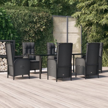 Set de comedor de jardín 7 pzas y cojines ratán sintético negro de , Conjuntos de jardín - Ref: Foro24-3185193, Precio: 926,1...