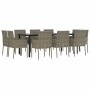 Set comedor jardín 11 pzas y cojines ratán sintético negro gris de , Conjuntos de jardín - Ref: Foro24-3185166, Precio: 709,8...