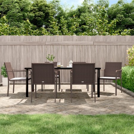 Juego comedor jardín 7 piezas y cojines ratán sintético y acero de , Conjuntos de jardín - Ref: Foro24-3186965, Precio: 486,7...
