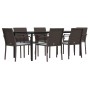 Juego comedor jardín 7 piezas y cojines ratán sintético y acero de , Conjuntos de jardín - Ref: Foro24-3186965, Precio: 486,7...